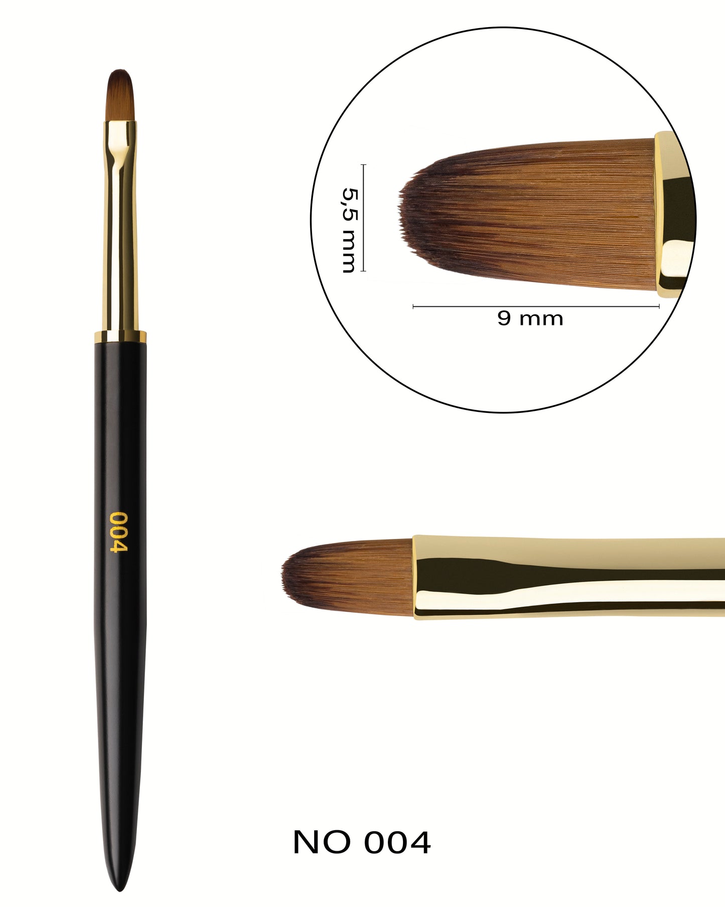 F.O.X Nail Art Brush 004 "Round" (forme ovale plate)